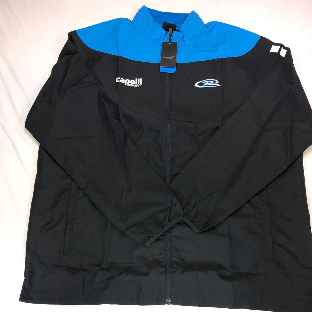 Capelli Sport Mens Tribeca Woven Jacket Rush Soccer Black Blue XXL AGA-5142RS